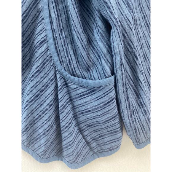 Cabi Cascade Peplum‎ Steampunk 100% Cotton Cropped Blue Striped Jacket Sz M - Picture 5 of 10